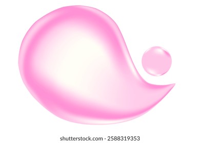 Liquid cosmetic clear gel or serum texture light pink oil swatch isolated, transparent background. Fluid glowing balm or spilled cosmetic droplet. Cute smooth beauty product, decoration element