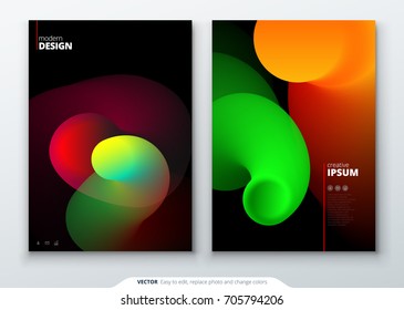 Liquid Cover set. Template for brochure, banner, plackard, poster, report, catalog, magazine, flyer etc. Modern liquid or fluid abstract background.