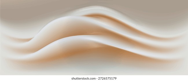 Fondo de crema líquida. Beige y blanco. Representación 3D. Ilustraciones vectoriales

