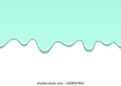Liquid cream seamless pattern, soft creamy texture, flowing melted cosmetic or food product, light green colored, isolated over white background, with place for copy space
