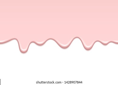 Liquid cream seamless pattern, soft creamy texture, flowing melted cosmetic or food product, light pink colored, isolated over white background, with place for copy space