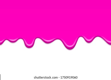 Liquid cream substance seamless pattern, soft creamy texture, flowing melted cosmetic, food product, paint or varnish of rich pink color, isolated over white background, with copy space at bottom