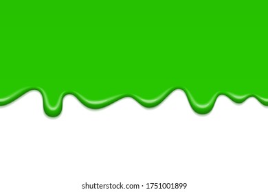 Liquid cream substance seamless pattern, soft creamy texture, flowing melted cosmetic, food product, paint or varnish of rich green color, isolated over white background, with copy space at bottom