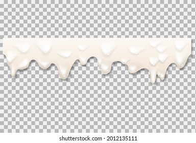 Liquid cream white texture. Cream realistic texture isolated on transparent background. Cream pouring background. Vector gradient mesh.