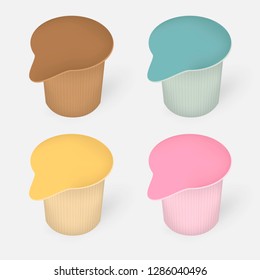 Liquid Creamer Single Colored Package, Vector Template. Coffee Cream Plastic Container, Mock-up.