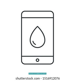 liquid damage, Mobile Phone with Liquid Symbol icon vector illustration logo template for many purpose. Isolated on white background.