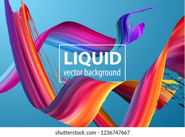 Liquid design 3d acrylic or oil paint brush stroke spiral. Can be used for poster or web banners. Vector background in modern trendy style. EPS10.