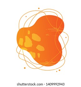 Liquid design abstract shape with gradient,texture and lines. Template for banner, flyer in orange color on white background.Vector illustration.