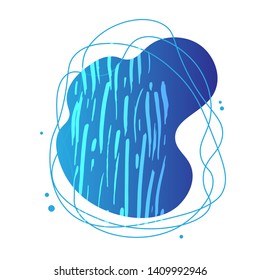 Liquid design abstract shape with gradient,texture and lines. Template for banner, flyer in blue color on white background.Vector illustration.