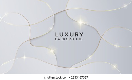 Liquid design and gold lines on white background, Luxury gray wallpaper empty space middle use poster, web, landing, page, cover, greeting, card, promotion.