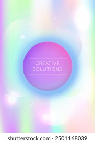 Liquid Design. Round Iridescent Template. Abstract Pattern. Violet Magic Fluid. Tech Poster. Neon Presentation. Dynamic Flyer. Simple Dots. Purple Liquid Design