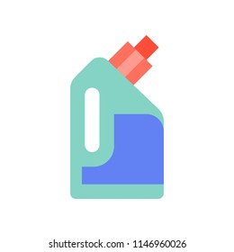 Liquid detergent bottle, cleaning and laundry service related flat icon set