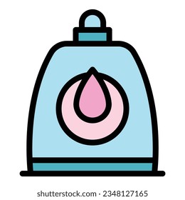 Liquid detergent bottle icon outline vector. Kitchen clean. Water product color flat