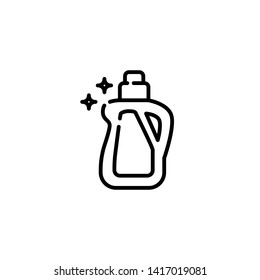 Liquid detergent icon, outline editable stroke. For laundry, dry cleaning, housekeeping services. Flat vector design. Modern graphic design. Home appliance. House laundry.