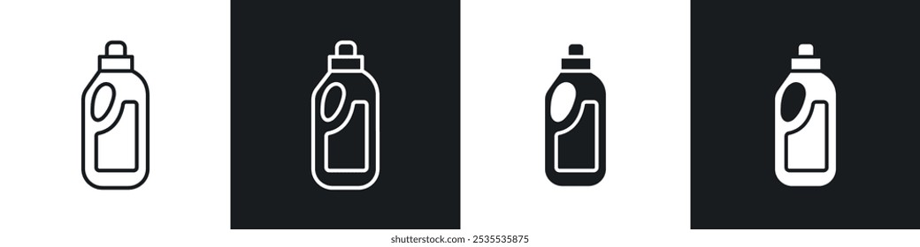 liquid detergent vector icon set in black and white. EPS 10 illustration