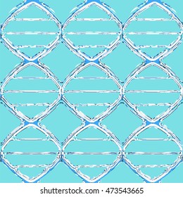 Liquid Dna Seamless Pattern. Vector Illustration Of Flowing Double Helix In Blue Colors