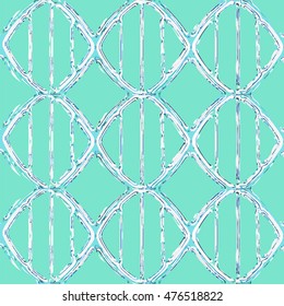 Liquid Dna Seamless Pattern. Vector Illustration Of Flowing Double Helix In Green Colors