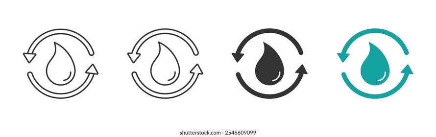 Liquid drip recycle vector icons. Water protection flat vector design collection