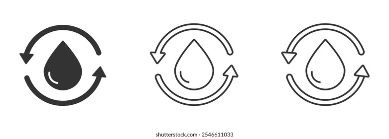 Liquid drip recycle vector icons. Water protection flat vector designs