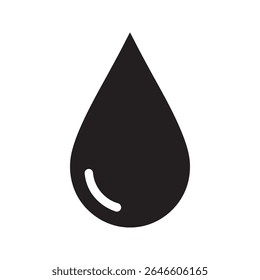 Ícone de glifo de gota líquido representando água de óleo ou combustível para conceitos industriais e de recursos naturais ilustração vetorial ícone de glifo sólido vetorial