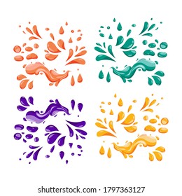 Liquid drop icons set of different colors. Vector collection of flat drops