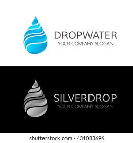 Liquid drop icons set. Stylized vector 3D logo templates