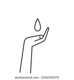 liquid drop in the palm hand symbol for dermatology tested icon in doodle hand drawing style