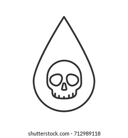 Liquid Drop With Skull Linear Icon. Thin Line Illustration. Poison Liquid. Contour Symbol. Technical And Non-potable Water. Vector Isolated Outline Drawing