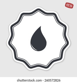 Liquid droplet icon. Flat design style. Made in vector illustration. Emblem or label with shadow.