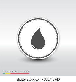 Liquid droplet icon. Flat design style. Made in vector illustration. Emblem or label with shadow.