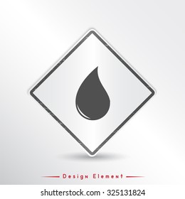 Liquid droplet icon. Flat design style. Made in vector illustration. Emblem or label with shadow.