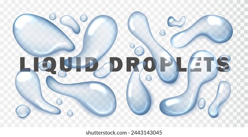 liquid droplet isolated on transparent background. Blue oil, serum, liquid drop stain, keratin cosmetic fluid puddle illustration on transparent background.