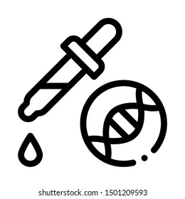 Liquid Dropper Pipette Biomaterial Vector Icon Thin Line. Contour Illustration