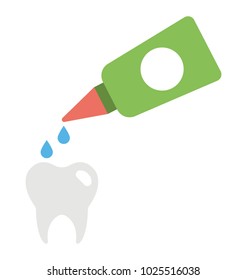 
Liquid drops on tooth, concept of tooth cleaning.
