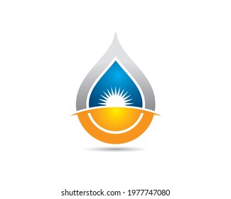 liquid drops sun rise as alternative energy logo	
