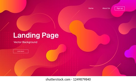 Liquid dynamic background for web sites, landing page or business presentation. Abstract geometric wallpaper. Trendy gradient wavy shapes. Vector illustration.