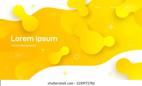 Liquid dynamic background for web sites, landing page or business presentation. Abstract geometric wallpaper. Header for social media.Trendy wavy shapes. Vector illustration.