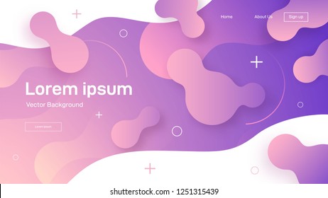 Flüssiger dynamischer Hintergrund für Webseiten, Landing-Page oder Business-Präsentation. Abstrakte geometrische Tapete. Header für Social Media.Trendy Farbverlauf Wavy Formen. Vektorgrafik.