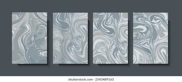 Gradiente dinámico líquido Fondo geométrico de ondas de color. Conjunto de textura de mármol fluido y pintura acrílica fluida sobre lienzo. Diseños para portadas, presentaciones, invitaciones, volantes, informes anuales, carteles.