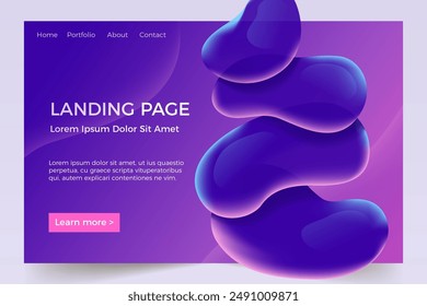 Liquid effect landing page vector design in eps 10