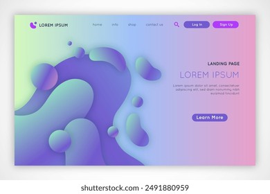 Liquid effect landing page vector design in eps 10