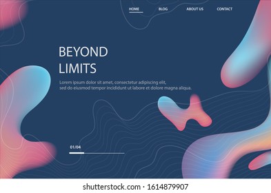 Liquid effect landing page, web design template,vector(EPS 10)