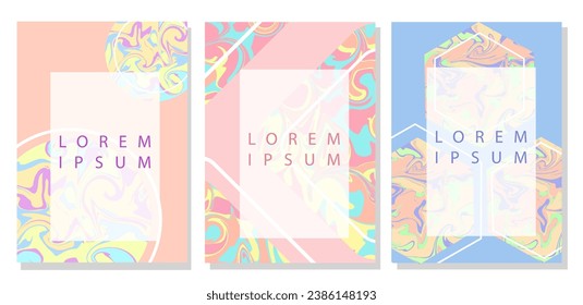 Liquid effect posters set. Abstract creativity and art. Colorful templates for flyers and booklets. Organic liquid shapes. Cartoon flat vector collection isolated on white background