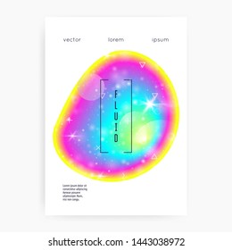 Liquid elements. Bright design. Futuristic background. Minimal layered hologram. Soft presentation. Modern holographic gradient, blur, mesh, blend. Liquid elements with shapes and fluid.