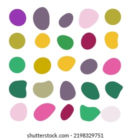 Liquid elements, color shapes, various organic bubbles, vector fluid splashes, blob brush doodles