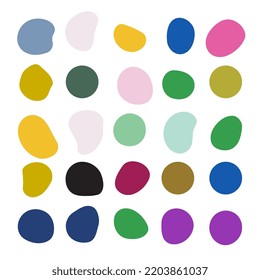 Elementos líquidos, formas de color, diversas burbujas orgánicas, salpicaduras de fluidos vectoriales, garras de brotes de blobs