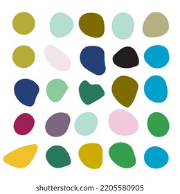 Elementos líquidos, formas de color, diversas burbujas orgánicas, salpicaduras de fluidos vectoriales, garras de brotes de blobs