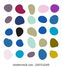Liquid elements, color shapes, various organic bubbles, vector fluid splashes, blob brush doodles