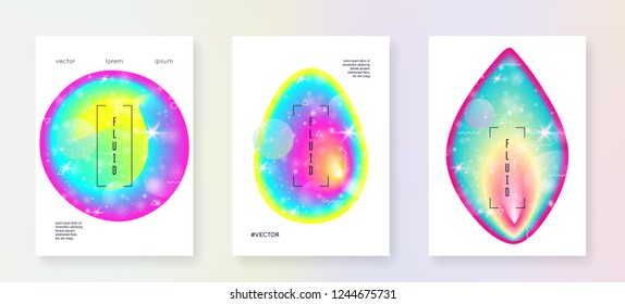 Liquid elements. Futuristic background. Cool layered hologram. Soft book. Modern holographic gradient, blur, mesh, blend. Chemical concept. Liquid elements with shapes and fluid.