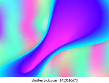 Liquid elements. Geometric invitation, certificate frame. Holographic 3d backdrop with modern trendy blend. Vivid gradient mesh. Liquid elements background with dynamic shapes and fluid.